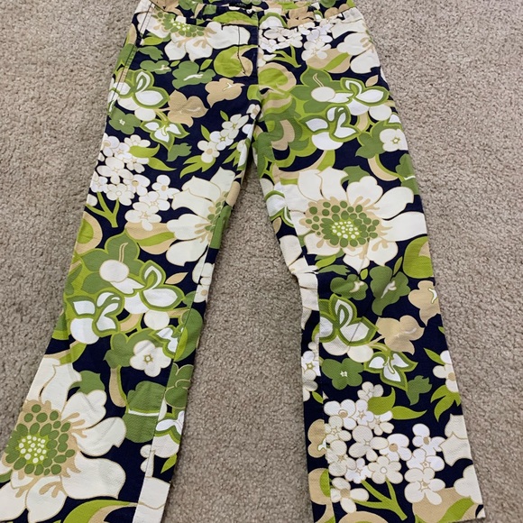 J Crew Stretch Pants Flower Pattern - Picture 2 of 8